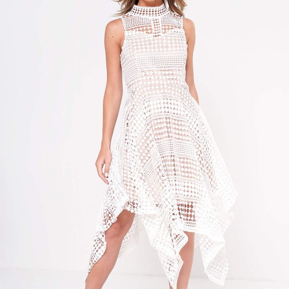 Suzy Shier Handkerchief Lace Dress